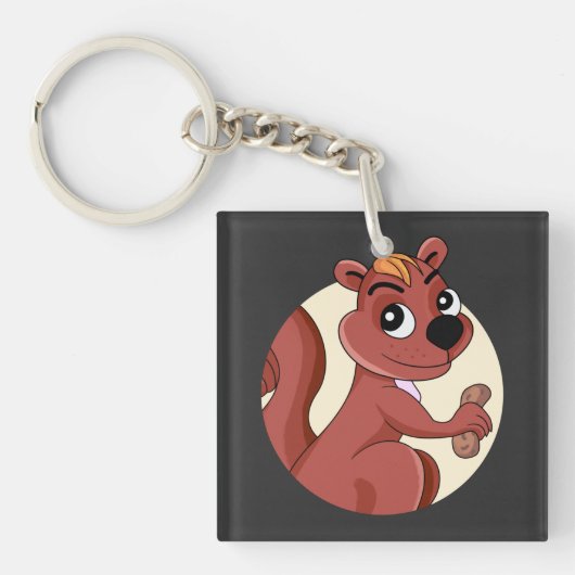 Cute cartoon eekhoorn met een pinda sleutelhanger (voorkant)