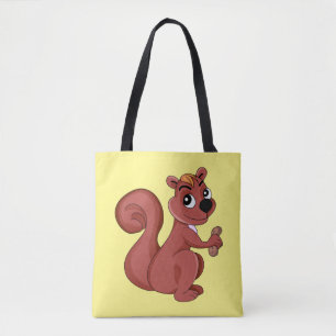 Cute cartoon eekhoorn met een pinda tote bag