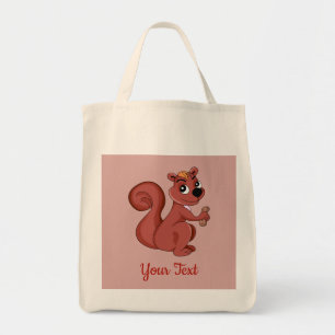 Cute cartoon eekhoorn met een pinda tote bag
