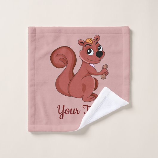 Cute cartoon eekhoorn met een pindakdoek washandje (Wasdoekje)