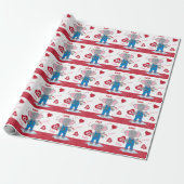 Cute Cartoon Elephant and Heart Pattern Cadeaupapier (Uitgerold)