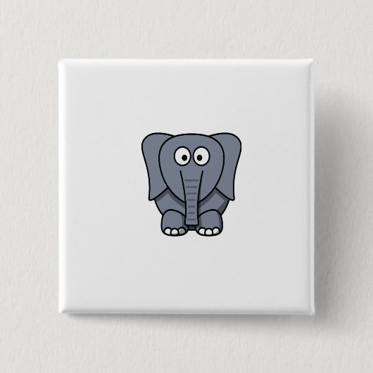 Cute Cartoon Elephant Clipart Vierkante Button 5,1 Cm (Voorkant)
