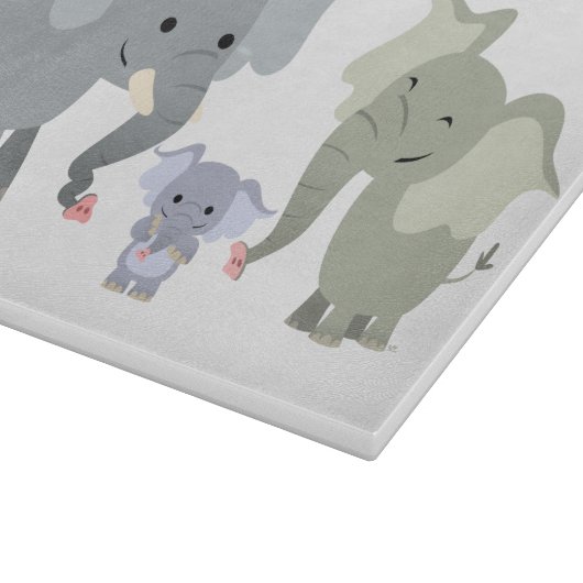 Cute Cartoon Elephant Family Cutting Board Snijplank (Hoek)