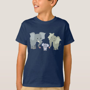 Cute Cartoon Elephant Family Kinder T-Shirt