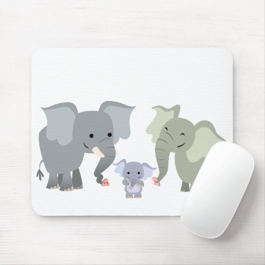 Cute Cartoon Elephant Family Mousepad Muismat (Met muis)