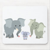Cute Cartoon Elephant Family Mousepad Muismat (Voorkant)