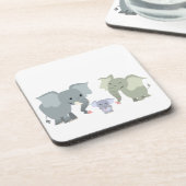 Cute Cartoon Elephant Family Onderzetter Set (Linkerzijde)