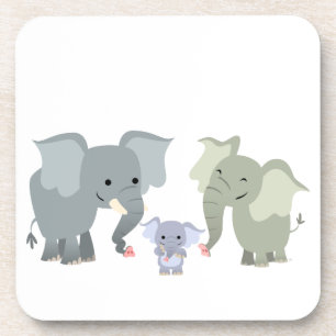 Cute Cartoon Elephant Family Onderzetter Set