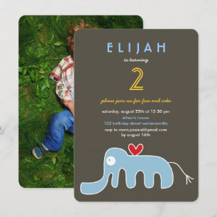 Cute Cartoon Elephant Kinder Foto Birthday Party Kaart