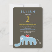 Cute Cartoon Elephant Kinder Foto Birthday Party Kaart (Voorkant)