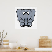 Cute Cartoon Elephant Poster (Keuken)