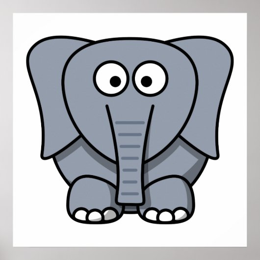 Cute Cartoon Elephant Poster (Voorkant)