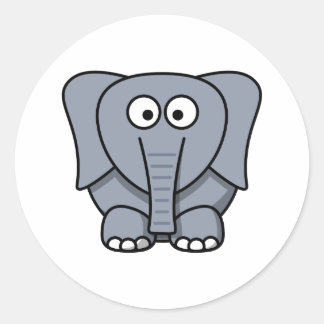 Cute Cartoon Elephant Ronde Sticker
