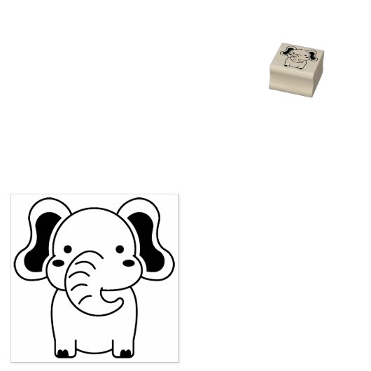 Cute Cartoon Elephant Rubberstempel (Gestempeld)