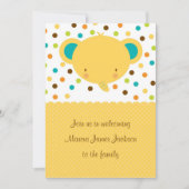 Cute Cartoon Elephant Welcome Baby Party nodigt ui Kaart (Voorkant)