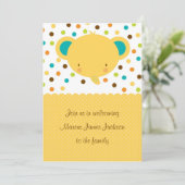 Cute Cartoon Elephant Welcome Baby Party nodigt ui Kaart (Staand voorkant)
