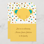 Cute Cartoon Elephant Welcome Baby Party nodigt ui Kaart (Voorkant / Achterkant)
