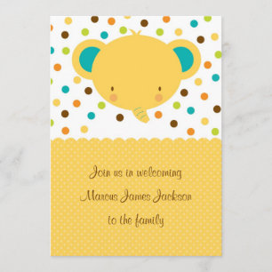 Cute Cartoon Elephant Welcome Baby Party nodigt ui Kaart