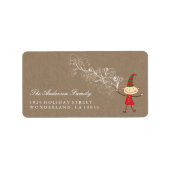 Cute Cartoon Elf Magical Kerstfeestdag Etiket (Voorkant)