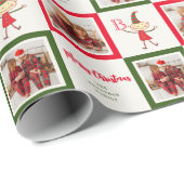 Cute Cartoon Elf Monogram Merry Kerstfoto Cadeaupapier (Rol Hoek)