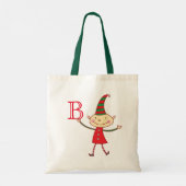 Cute Cartoon Elf Swirls Magical Kerstfeestdag Tote Bag (Achterkant)