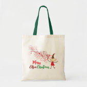 Cute Cartoon Elf Swirls Magical Kerstfeestdag Tote Bag (Voorkant)