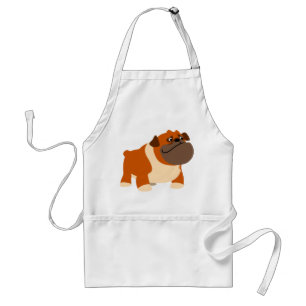 Cute Cartoon English Bulldog Cooking Schort