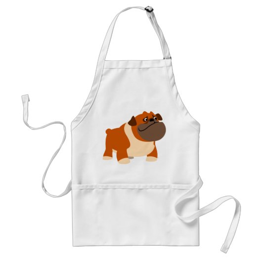 Cute Cartoon English Bulldog Cooking Schort (Voorkant)