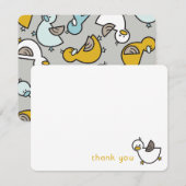 Cute Cartoon Eucks/Ducklings Baby Boy Shower/Birth Bedankkaart (Voorkant / Achterkant)