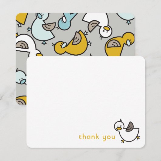 Cute Cartoon Eucks/Ducklings Baby Boy Shower/Birth Bedankkaart (Voorkant / Achterkant)