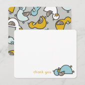 Cute Cartoon Eucks/Ducklings Baby Boy Shower/Birth Bedankkaart (Voorkant / Achterkant)