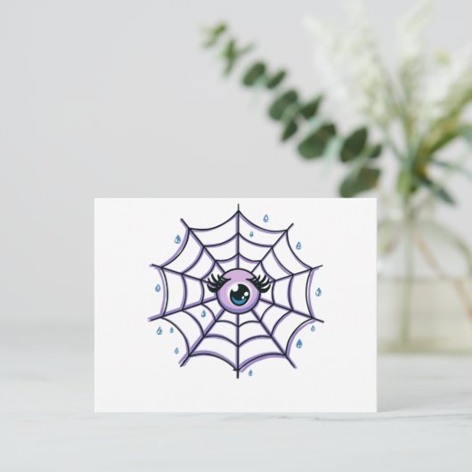 Cute Cartoon Eye in a Sparkly Web Briefkaart (Staand voorkant)