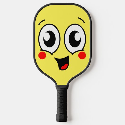 Cute Cartoon Face Monogram Pickleball Paddle (Achterkant)