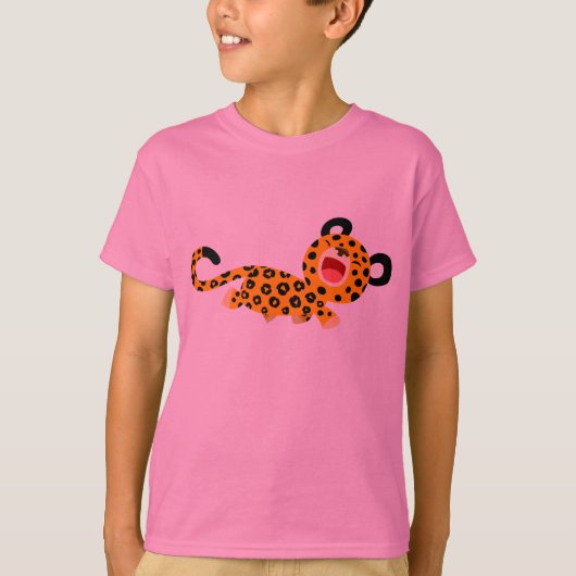 Cute Cartoon Facetious Leopard Children T-Shirt (Voorkant)