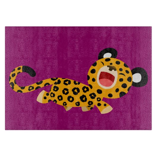Cute Cartoon Facetious Leopard Cutting Board Snijplank (Voorkant)