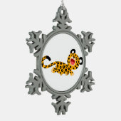 Cute Cartoon Facetious Leopard Pewter Ornament (Links)