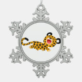 Cute Cartoon Facetious Leopard Pewter Ornament (Voorkant)