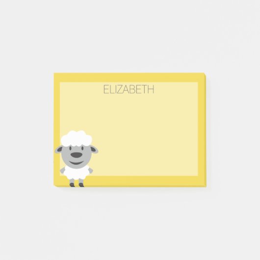 Cute Cartoon Farm Schaap - geel en grijs Post-it® Notes (Voorkant)