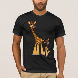 Cute Cartoon Father Giraffe en Calf T-Shirt
