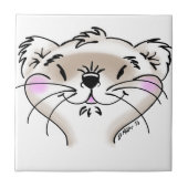 Cute Cartoon Ferret Face Tegeltje (Voorkant)