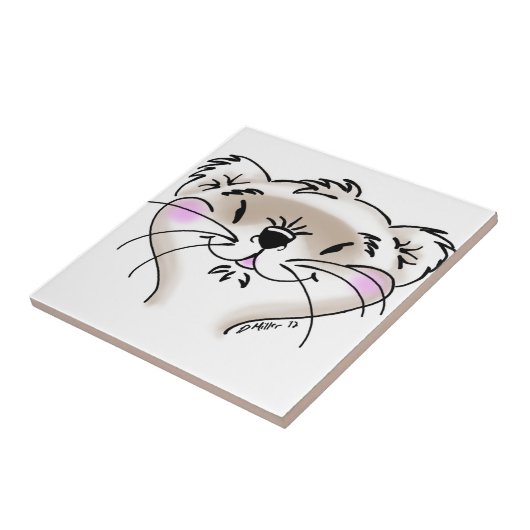 Cute Cartoon Ferret Face Tegeltje (Zijkant)