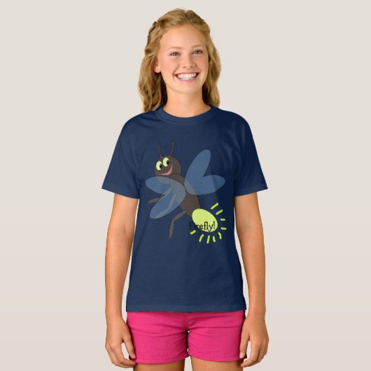 Cute Cartoon Firefly Kinderen T-Shirt (Voorkant volledig)