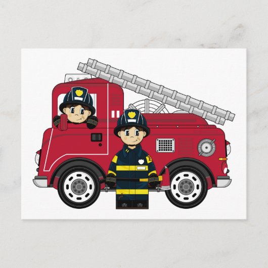 Cute Cartoon Fireman Briefkaart (Voorkant)