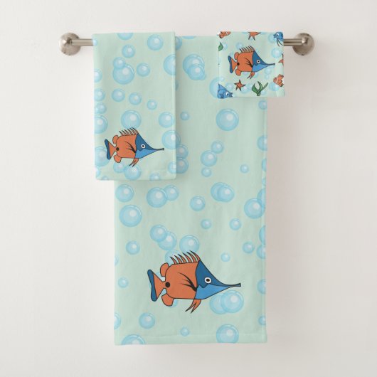 Cute Cartoon Fish Bad Handdoek (Insitu)