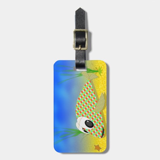 Cute Cartoon Fish Bagagelabel (Voorkant verticaal)