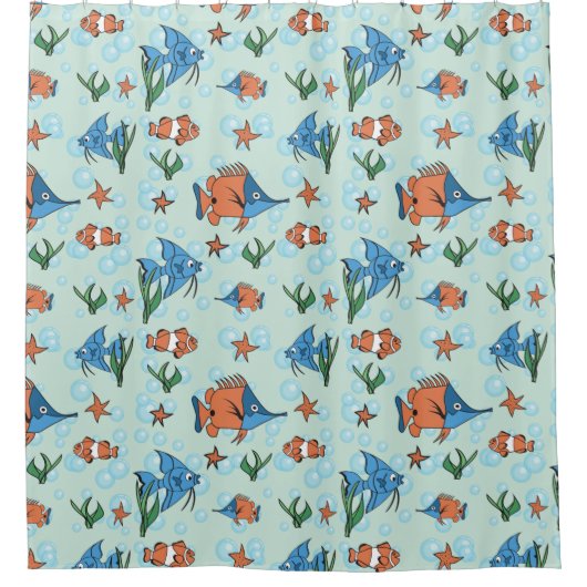 Cute Cartoon Fish Douchegordijn (Voorkant)