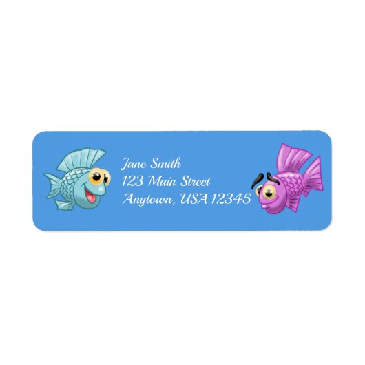 Cute Cartoon Fish Etiket (Voorkant)