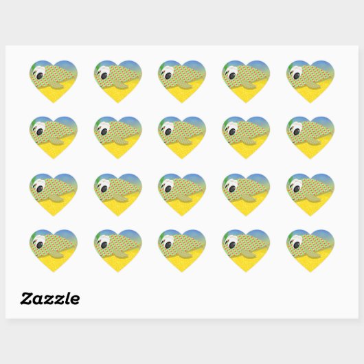 Cute Cartoon Fish Hart Sticker (Vel)