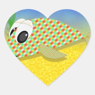 Cute Cartoon Fish Hart Sticker