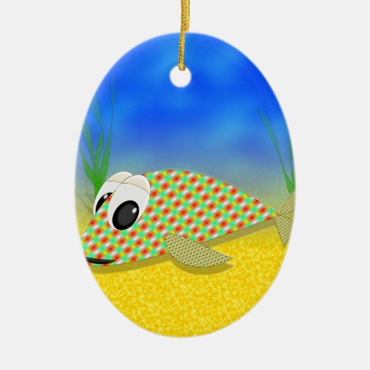 Cute Cartoon Fish Keramisch Ornament (Voorkant)